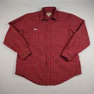 Cabelas Red Plaid Button Up Long Sleeve Shirt Mens Large